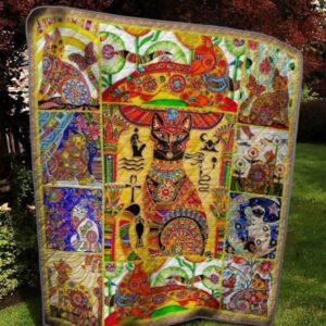 Cat Egypt Pattern Quilt Blanket  Quilt